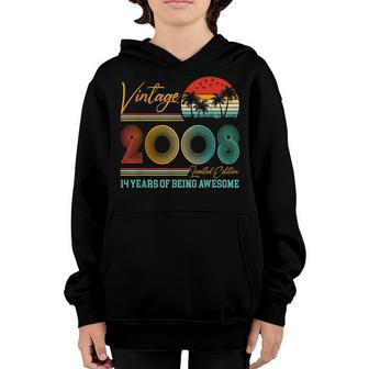 14 Year Old Gift Boys Girls Vintage 2008 14Th Birthday Retro Youth Hoodie - Thegiftio UK