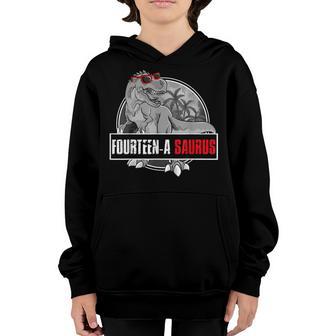 14Th Birthday Dinosaur 14 Year Old Boys Awesome Since 2009 V2 Youth Hoodie - Thegiftio UK
