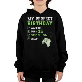 15 Year Old Boys 15Th Perfect Birthday Gaming Video Gamer Youth Hoodie - Thegiftio UK