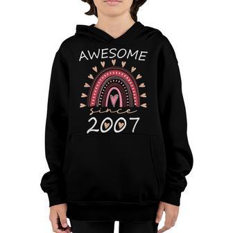 15 Year Old Girls Awesome Since 2007 15Th Birthday Rainbow Youth Hoodie - Thegiftio UK