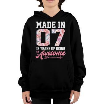 15 Year Old Made In 2007 15Th Birthday Gift Girls Nager Youth Hoodie - Thegiftio UK