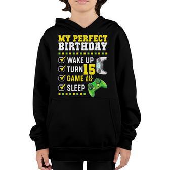 15Th Birthday Party Perfect For Gamer 15 Years Old Boy Kids Youth Hoodie - Thegiftio UK