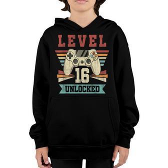 16 Year Old Gifts Level 16 Unlockd 16Th Birthday Video Games Youth Hoodie - Thegiftio UK