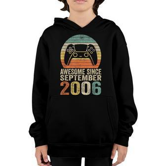16Th Birthday Boy Gamer Gifts Awesome Since September 2006 Youth Hoodie - Thegiftio UK