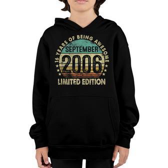 16Th Birthday Boys Girls Vintage September 2006 16 Year Old Youth Hoodie - Thegiftio UK