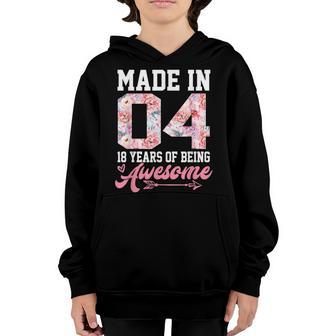 18 Year Old Made In 2004 18Th Birthday Gift Girls Nager Youth Hoodie - Thegiftio UK