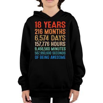 18 Years Of Being Awesome 18Th Birthday Boys Girls Nager Youth Hoodie - Thegiftio UK