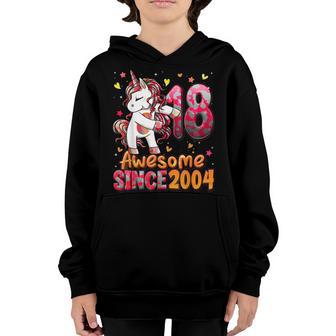 18 Years Old Unicorn Flossing 18Th Birthday Girl Unicorn Youth Hoodie - Thegiftio UK
