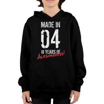 18Th Birthday Boys Girls Awesome Since 2004 18 Year Old Youth Hoodie - Thegiftio UK