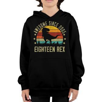 18Th Birthday Dinosaur 18 Year Old Boys Awesome Since 2005 Youth Hoodie - Thegiftio UK