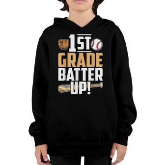 1St Grade Batter Up Baseball Back To School V3 Youth Hoodie - Thegiftio UK