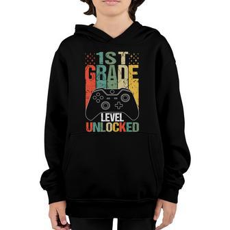 1St Grade Level Unlocked Video Gamer Back To School Vintage Meaningful Gift Youth Hoodie - Thegiftio UK