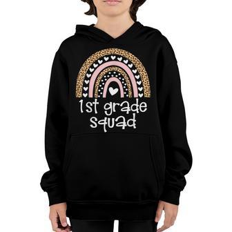 1St Grade Squad Teacher Student Rainbow 100Th Day Of School Youth Hoodie - Thegiftio UK