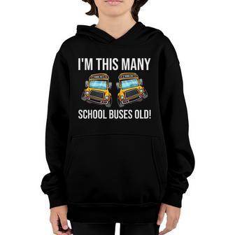 2 Year Old 2Nd Birthday For Kids Boys Funny School Bus Graphic Design Printed Casual Daily Basic Youth Hoodie - Thegiftio UK