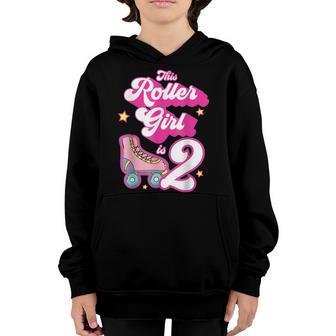 2 Year Old Birthday Skate Kids Roller Girl Skating 2Nd Bday Youth Hoodie - Thegiftio UK