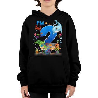 2 Year Old Birthday Whale Fish Sea Birthday Boys And Girls Youth Hoodie - Thegiftio UK