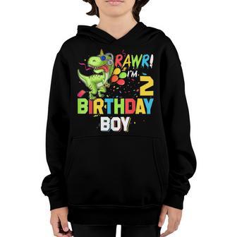 2 Year Old Gifts 2Nd Birthday Boy Rawr Im 2 T Rex Dinosaur Youth Hoodie - Thegiftio UK