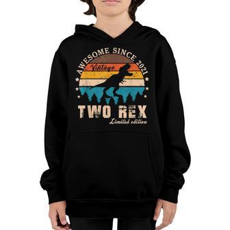 2 Years Old Boy Dinosaur T-Rex Awesome Since 2021 Birthday Youth Hoodie - Thegiftio UK