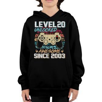 20 Year Old Boy Level 20 Unlocked Awesome 2003 20Th Birthday Youth Hoodie - Thegiftio UK