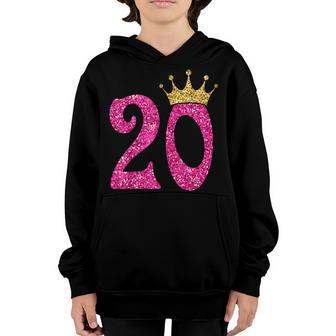 20 Year Old Gifts 20Th Birthday Girl Golden Crown Party Youth Hoodie - Thegiftio UK
