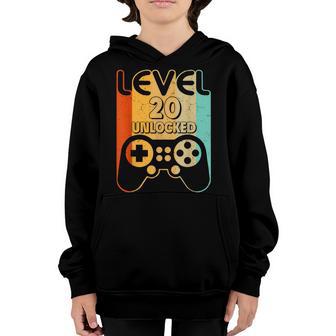 20Th Birthday Gifts Level 20 Unlocked Funny Video Gamer Youth Hoodie - Thegiftio UK
