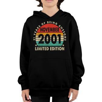 21 Year Old Vintage November 2001 21St Birthday Boys Girls Youth Hoodie - Thegiftio UK
