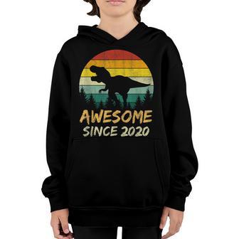 2Nd Birthday Gift Boy Dinosaur 2 Year Old Awesome Since 2020 Youth Hoodie - Thegiftio UK