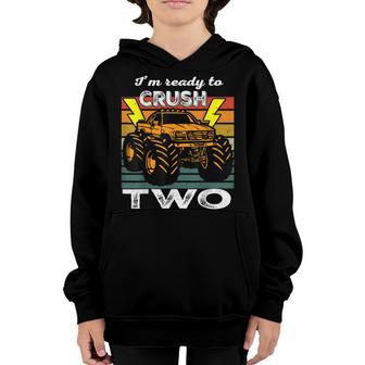 2Nd Birthday Gifts Boys Im Ready To Crush 2 Monster Truck Youth Hoodie - Thegiftio UK