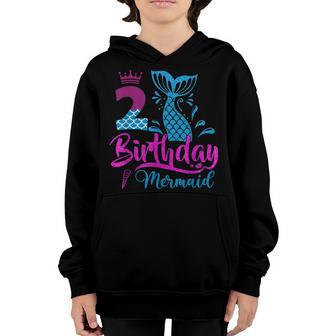 2Nd Birthday Gifts Girl Mermaid Is 2 Years Old Birthday Youth Hoodie - Thegiftio UK
