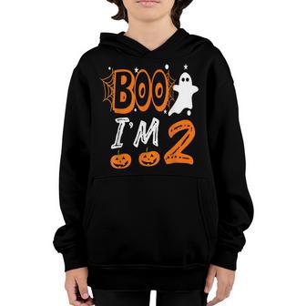 2Nd Birthday Kids Boo Im 2 Two Yr Ghost Halloween Costume Youth Hoodie - Thegiftio UK