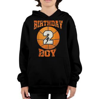 2Nd Birthday Outfit Boy Basketball Second 2 Year Old Funny Youth Hoodie - Thegiftio UK