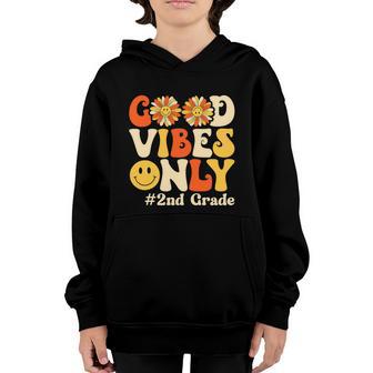 2Nd Grade Back To School Good Vibes Only Retro Groovy Graphic Design Printed Casual Daily Basic Youth Hoodie - Thegiftio UK