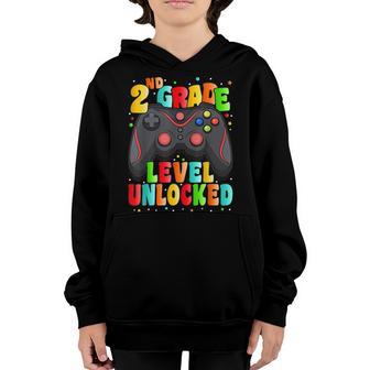 2Nd Grade Level Unlocked Second Grade Video Game Controller Youth Hoodie - Thegiftio UK