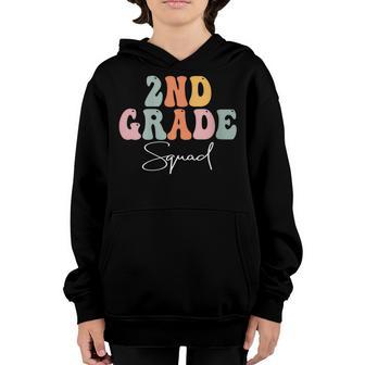 2Nd Grade Squad Retro Groovy Happy First Day Of School Youth Hoodie - Thegiftio UK