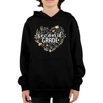 2Nd Second Grade Floral Heart Back To School Teacher Girls Graphic Design Printed Casual Daily Basic Youth Hoodie - Thegiftio UK