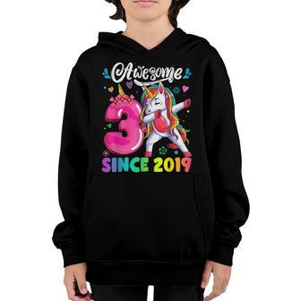 3 Year Old Gifts Girls Ns Dabbing Unicorn 3Rd Birthday V2 Youth Hoodie - Thegiftio UK