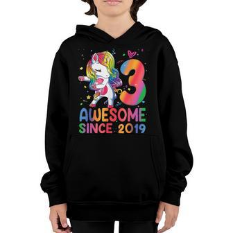 3 Year Old Gifts Girls Ns Dabbing Unicorn 3Rd Birthday Youth Hoodie - Thegiftio UK