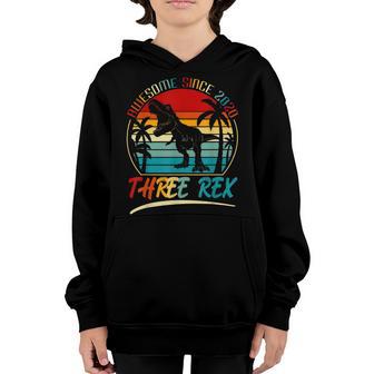 3 Years Old Boy Dinosaur T-Rex Awesome Since 2020 Birthday Youth Hoodie - Thegiftio UK