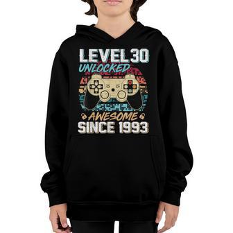 30 Year Old Boy Level 20 Unlocked Awesome 1993 30Th Birthday Youth Hoodie - Thegiftio UK