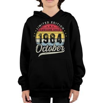 38Th Birthday Boy Awesome Since October 1984 38 Years Old Youth Hoodie - Thegiftio UK