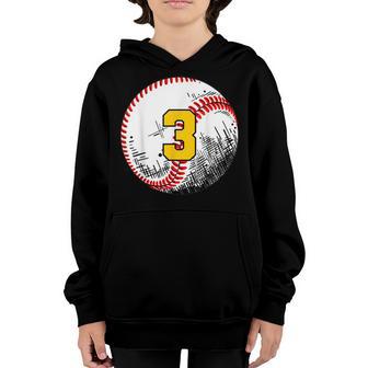3Rd Birthday Baseball Big Number Three 3 Year Old Boy Girl V2 Youth Hoodie - Thegiftio UK
