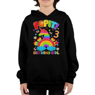 3Rd Birthday Fidget Toy Pop It Birthday Girl 3 Year Old Youth Hoodie - Thegiftio UK