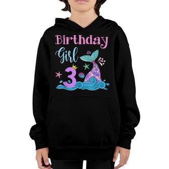 3Rd Birthday Gifts Girl Mermaid Is 3 Years Old Birthday Youth Hoodie - Thegiftio UK