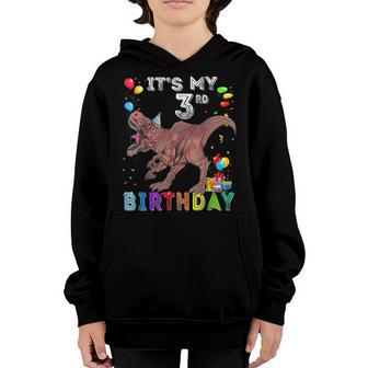 3Rd Birthday Gifts Kids Boys Dino T Rex Dinosaur 3 Year Old Youth Hoodie - Thegiftio UK
