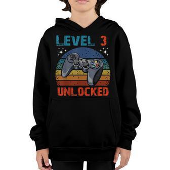 3Rd Birthday Gifts Level 3 Unlockd Video Games Gaming Youth Hoodie - Thegiftio UK