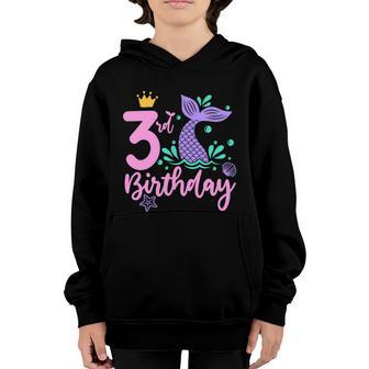 3Rd Birthday Mermaid Gift For Birthday Third Birthday Girl Graphic Design Printed Casual Daily Basic V2 Youth Hoodie - Thegiftio UK