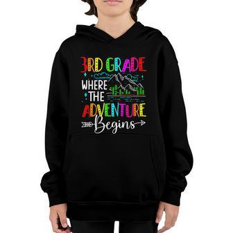 3Rd Grade Funny Where The Adventure Begins To School Graphic Design Printed Casual Daily Basic Youth Hoodie - Thegiftio UK