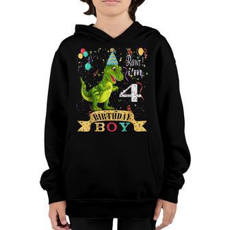 4 Year Old Gifts 4Th Birthday Boy Rawr Im 4 T Rex Dinosaur Youth Hoodie - Thegiftio UK