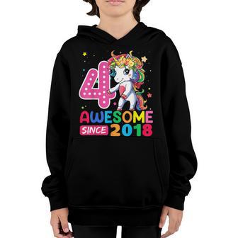 4 Year Old Gifts Girls Ns Dabbing Unicorn 4Th Birthday V6 Youth Hoodie - Thegiftio UK