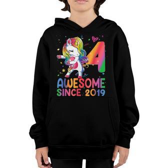 4 Year Old Gifts Girls Ns Dabbing Unicorn 4Th Birthday V8 Youth Hoodie - Thegiftio UK